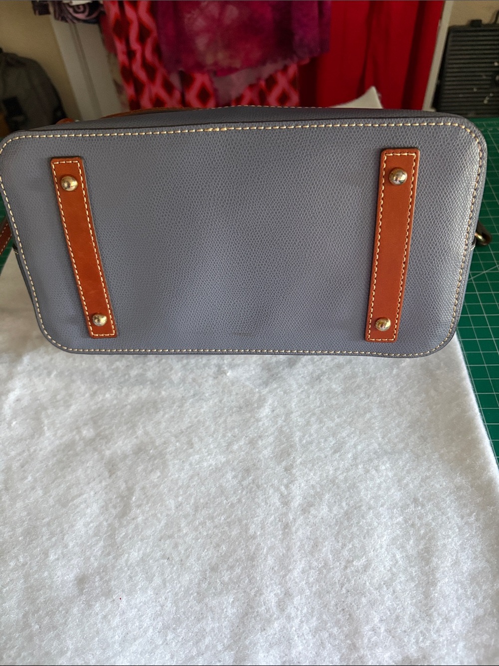 Dooney & Bourke Gray Satchel with Tan Trim - Picture 4 of 10